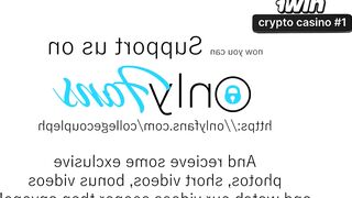 Mulher em leggings recebe sexo doggystyle e gozada na calça num vídeo caseiro.