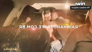 Esposa adorável surpreende o marido cornudo com encontro ardente no carro do Uber.