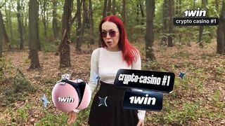 Outdoor camping cum shot with tent and public blow-job - homemade porn at its best!