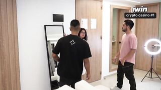 Big bootie Latin BBW revels multiracial threeway with large cocks!