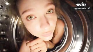 POV stepsister gets washing machine creampie - super pounding red-hot xxx porn!