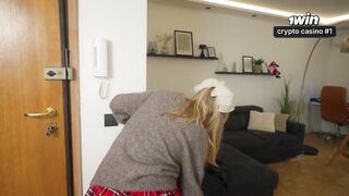 Fantastic gonzo lesson with student finished in harsh hookup and jism licking from a