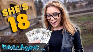 Public Agent - She is just 18 but she knows how to suck and fuck a big dick in a basement