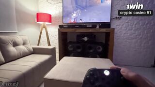 Playing movie games and pummeling this hottie