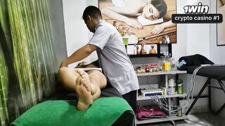 The massagist gives me a good smash while my hubby is in the waiting room