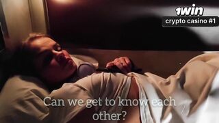 Sexy traveling crazy female fucks strangers, pretending to be a porn prod.