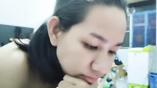 Asian Teen Smokes and Plays