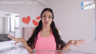 Hot ruby teenager squats bare for 18yo stepbrother's assfuck reverse cowgirl blowjob.